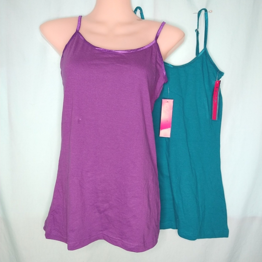 Grip active girls camisole tee shirts spaghetti straps purple teal lot of 2